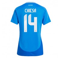 Camisa de Futebol Itália Federico Chiesa #14 Equipamento Principal Mulheres Europeu 2024 Manga Curta
